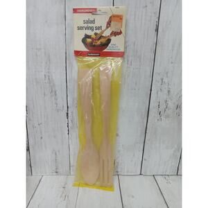 Vintage Fairview Wooden Salad Fork & Spoon Set Salad Serving Kitchen Utensils